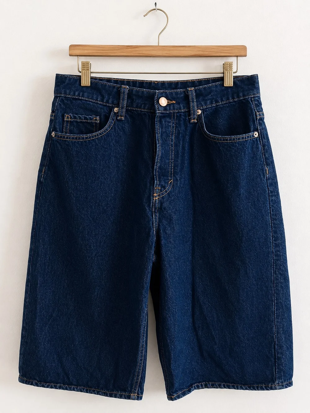 &Denim Women’s Baggy Bermuda Shorts Size 4 Dark Wash High Waist Loose Fit